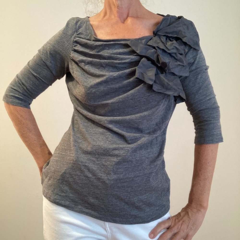 Anthropologie Deletta Top Gray Size Large